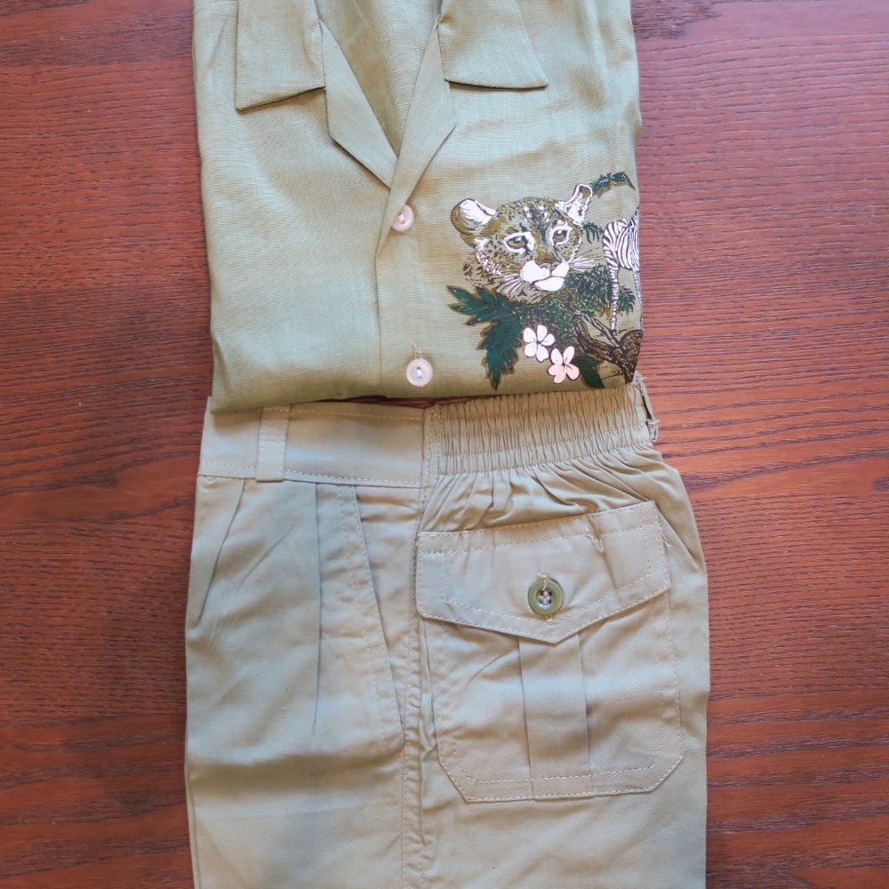 Vintage 2 piece Safari shorts outfit Kenya XS
